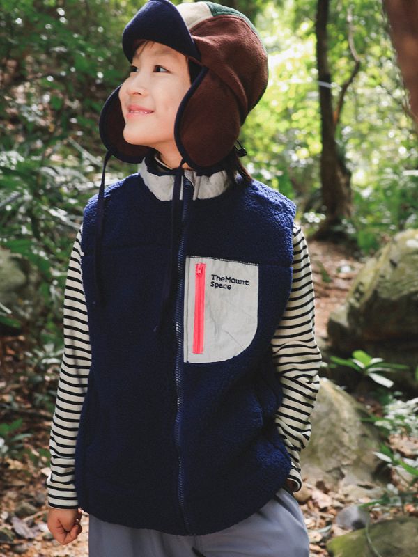 05121101｜秋冬〃6040三色立領羊羔絨背心｜100-170 兒童背心, 刷毛背心, 顆粒絨背心, 保暖背心, 戶外背心, 山系穿搭, 機能背心, 撞色背心, 冬季童裝, 兒童外套, 無袖外套, 露營穿搭