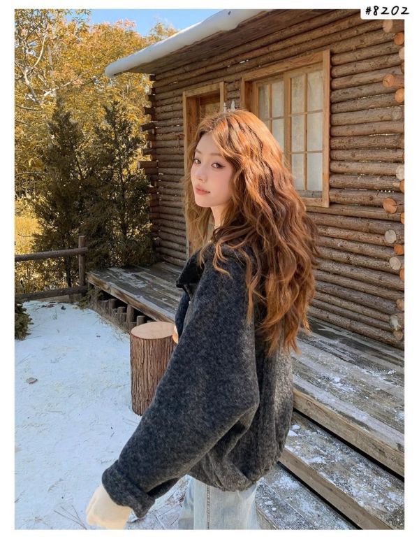 05121303｜秋冬〃8202兩色短版羊毛外套｜F 日系外套, 山系穿搭, 毛呢外套, 連帽外套, 秋冬外套, 寬鬆外套, 文青穿搭, 保暖外套, 灰色外套, 黑色外套