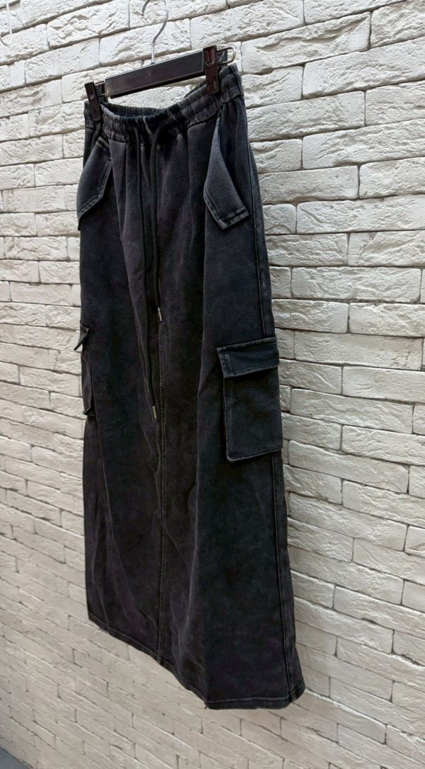 05121003｜秋冬〃0499水洗工裝長裙｜F 工裝裙, 拉鍊長裙, 高腰長裙, 顯瘦裙, 中長裙, 彈力裙, 口袋裙, 直筒裙, A字裙, 韓系裙子, 百搭長裙, 軍風穿搭, 休閒長裙, 女生裙款