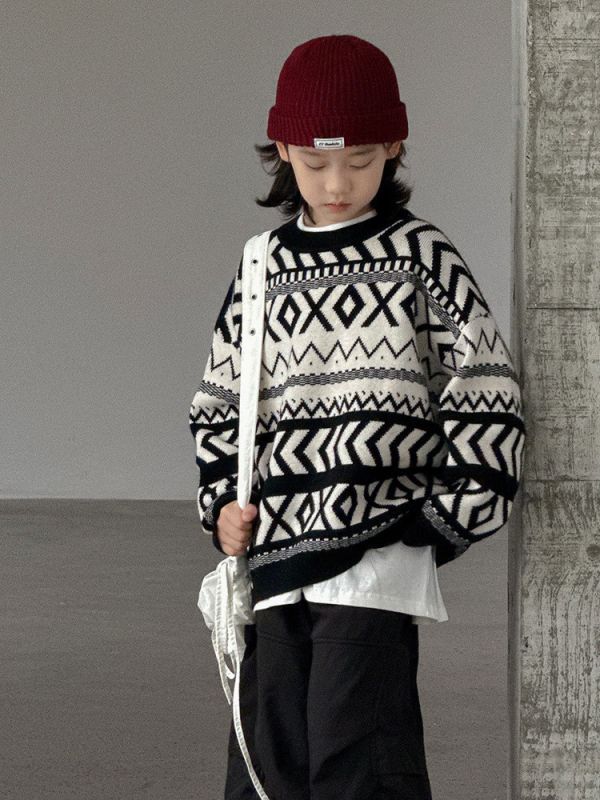 05111109┃TM家秋冬〃8956拼色波浪紋針織毛衣┃120-170 菱格毛衣, 童裝毛衣, 韓系針織衫, 大陸製童裝, 秋冬毛衣, 圓領針織衫, 保暖上衣, 男童女童毛衣, 韓系童裝, 厚毛衣, 寬鬆針織衣, 幾何毛衣, 韓風長袖上衣, 秋冬童裝新品, 溫暖針織毛衣**