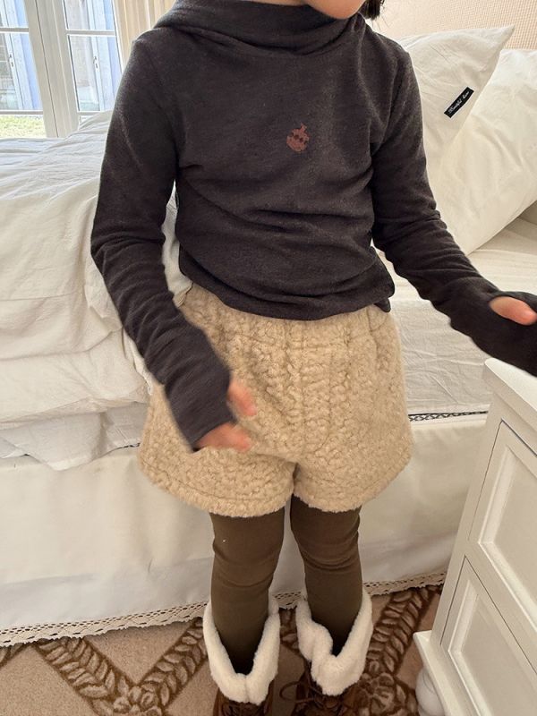 05110510┃右右秋冬〃25706三色毛毛短褲┃90-150 羊羔絨短褲、毛呢短褲、保暖短褲、冬季童裝、兒童短褲、厚款短褲、韓版童裝、打底褲外搭、可愛童裝、秋冬褲子