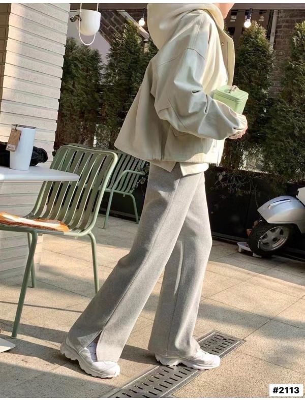 05121305｜秋冬〃2113兩色加絨開衩闊腿褲｜F 韓系寬褲
側開衩褲
高腰顯瘦褲
直筒休閒褲
垂墜感長褲
日常百搭褲
運動風寬褲
顯瘦長褲
休閒棉褲
韓版長褲