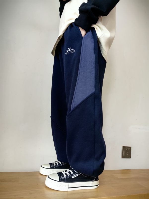 05112705｜CF冬〃CK116小山標拼接加絨運動褲｜120-175 不倒絨、拼接衛褲、加絨長褲、保暖褲、冬季運動褲、兒童衛褲、寬鬆褲