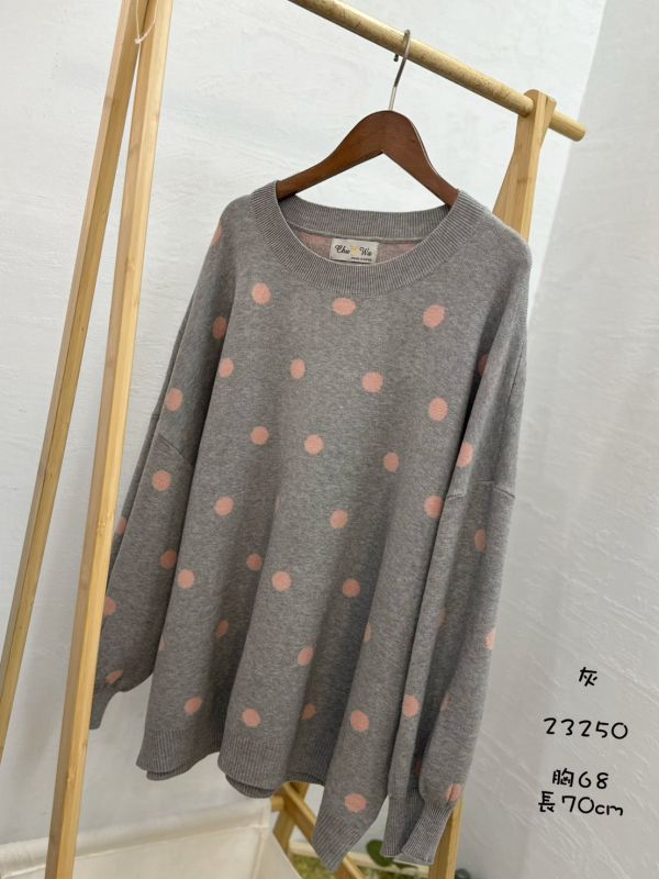 05110103┃秋冬〃23250五色波點毛衣 點點毛衣, 針織上衣, 圓領毛衣, 無刷毛毛衣, 厚磅毛衣, 秋冬上衣, 寬鬆版型, 女生休閒穿搭, 彩色毛衣, 居家毛衣