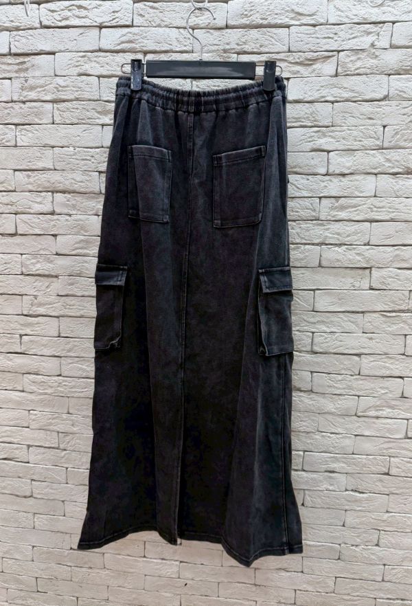 05121003｜秋冬〃0499水洗工裝長裙｜F 工裝裙, 拉鍊長裙, 高腰長裙, 顯瘦裙, 中長裙, 彈力裙, 口袋裙, 直筒裙, A字裙, 韓系裙子, 百搭長裙, 軍風穿搭, 休閒長裙, 女生裙款