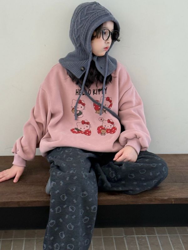 05121109｜TXG家秋冬〃2302深灰加絨滿印KT印花褲｜110-170 女童長褲
女童休閒褲
小熊印花褲
女童家居褲
女童加厚褲
秋冬保暖長褲
童裝寬鬆褲
TXG 女童褲
韓版女童長褲
女童直筒褲