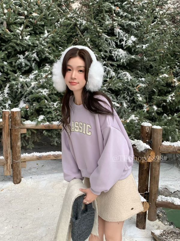 05120603｜秋冬〃6898韓系字母短版加絨大學T｜F 加絨衛衣, 刷毛衛衣,