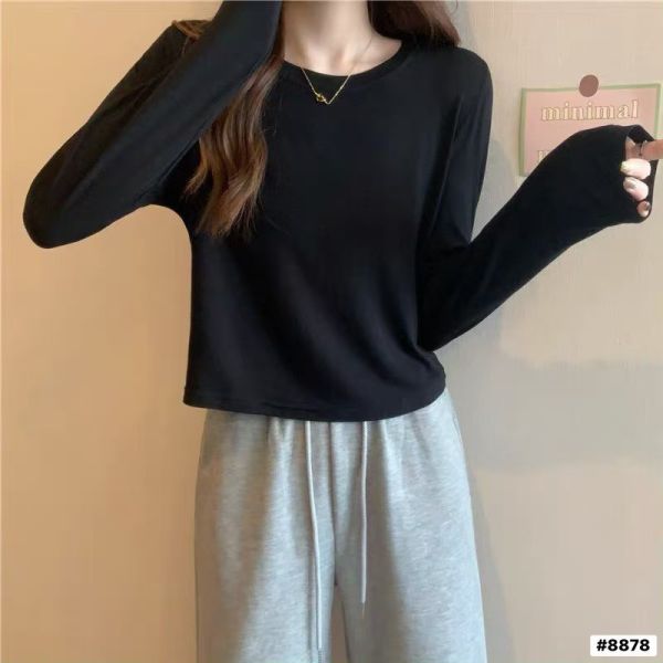 05121306｜秋冬〃8878短版刷毛長袖T｜F 親膚棉上衣
彈性長袖T
短版上衣
韓系基本款
百搭長袖
素面上衣
內搭上衣
日常休閒上衣
簡約風長袖
秋冬薄長袖