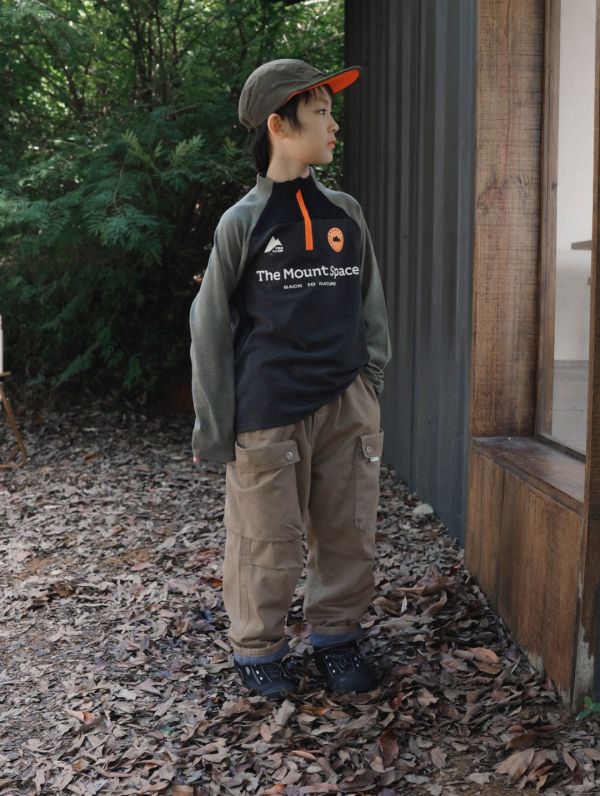 05110705┃猿寶家秋冬〃1338山系撞色半開領上衣┃110-170 童裝上衣、抓絨上衣、半高領童裝、男童秋冬上衣、山系童裝、拼色長袖、運動風童裝、保暖內搭、韓版童裝