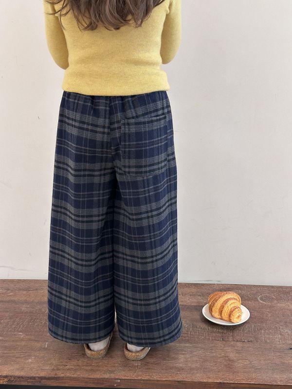 05110502┃小艾秋冬〃G106磨毛格子直筒褲┃90-170 格紋長褲、兒童寬褲、休閒褲、睡褲、家居褲、童裝格子褲、男童女童褲、韓版童裝、親子褲、秋冬童裝