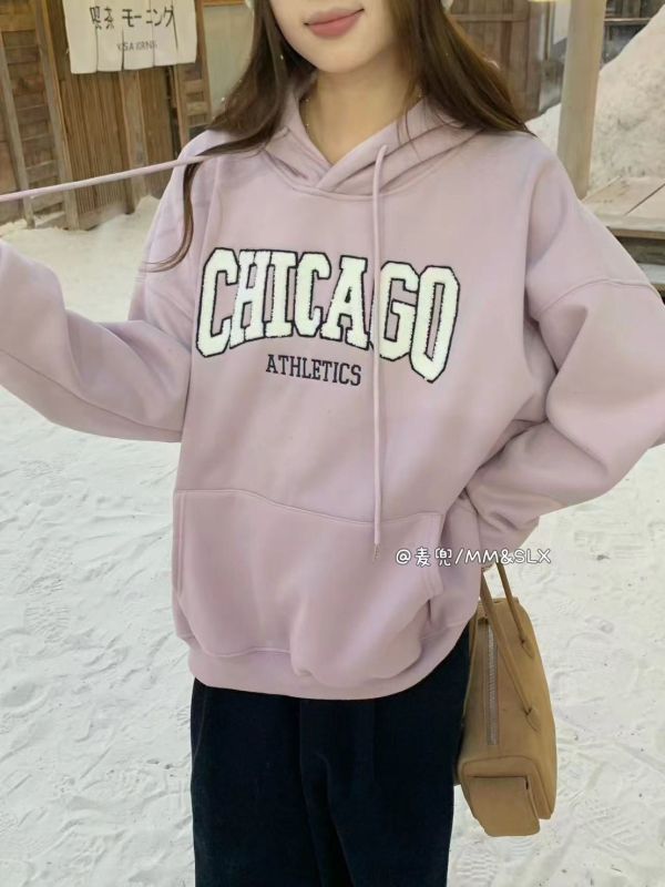 05120706｜秋冬〃2966重工立體字母加絨連帽大學T｜F 刷毛帽T, 連帽衛衣, 韓系帽T, 刺繡衛衣, CHICAGO帽T, 情侶衛衣, 落肩衛衣, 寬鬆帽T, 秋冬上衣