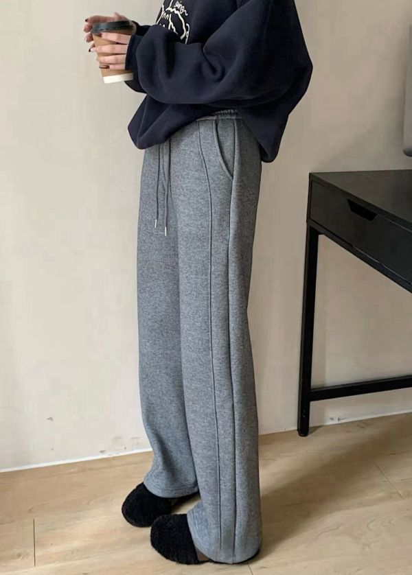 05120607｜秋冬〃9019細密羊羔絨超暖寬鬆休閒長褲｜F 女裝棉褲, 秋冬休閒褲, 寬鬆直筒褲, 顯瘦長褲, 韓系休閒褲, 女生素色褲, 百搭棉褲, 鬆緊腰褲, 酒紅長褲, 休閒家居褲, 大人女裝褲子