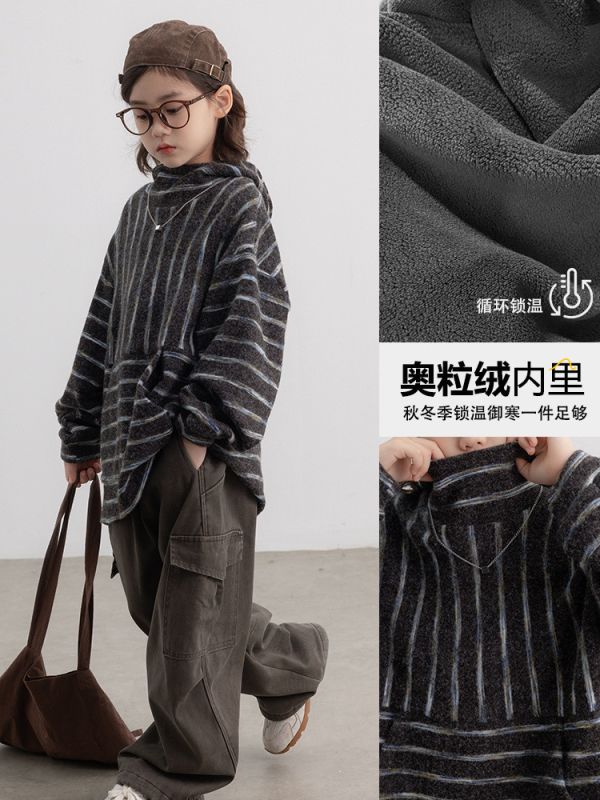 05111110┃TM家秋冬〃8923條紋高領加絨毛呢連帽T┃120-170 童裝衛衣, 加厚衛衣, 條紋上衣, 韓系童裝, 大陸製童裝, 秋冬長袖, 童裝保暖衣, 寬鬆衛衣, 高領衛衣, 絨內上衣, 內刷毛衛衣, 保暖童裝, 韓風長袖上衣, 秋冬新款童裝, 親膚保暖衣**