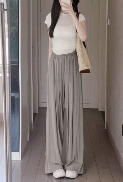 台┃夏〃93020涼感冰絲坑條抖抖褲┃F┃0425結單 