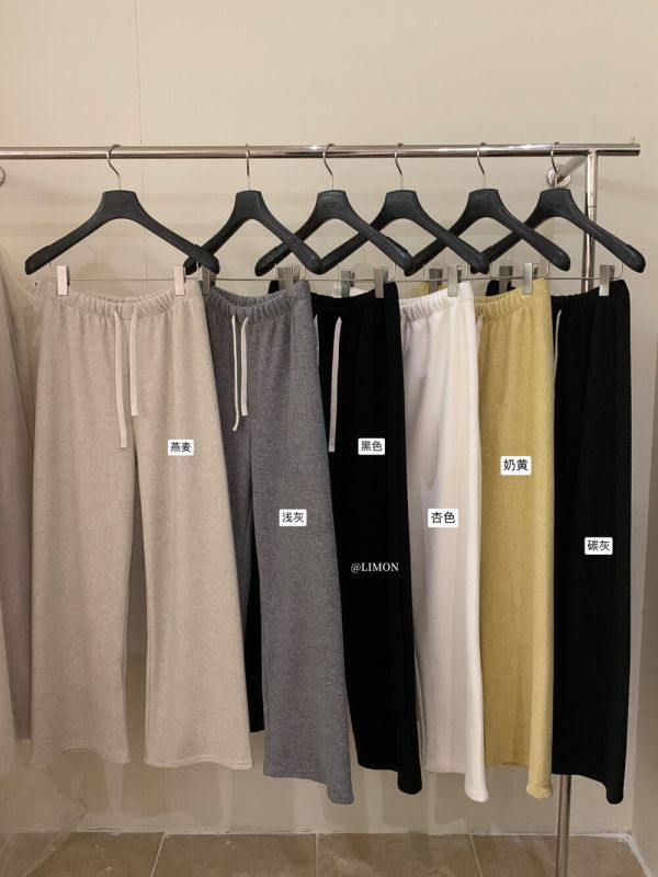 05110604┃LEMON〃1217加絨加厚糯米休閒褲┃S-L 加絨寬褲、毛巾棉長褲、保暖長褲、秋冬褲、加厚褲、女裝寬褲、休閒褲、韓系褲子、家居褲、直筒褲