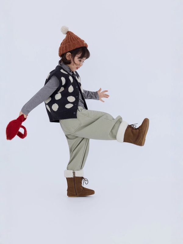 05110506┃右右秋冬〃25813波點針織背心┃90-150 波點背心、針織背心、童裝背心、毛呢背心、韓版童裝、秋冬新款、兒童針織上衣、親子穿搭、中性背心、可愛童裝