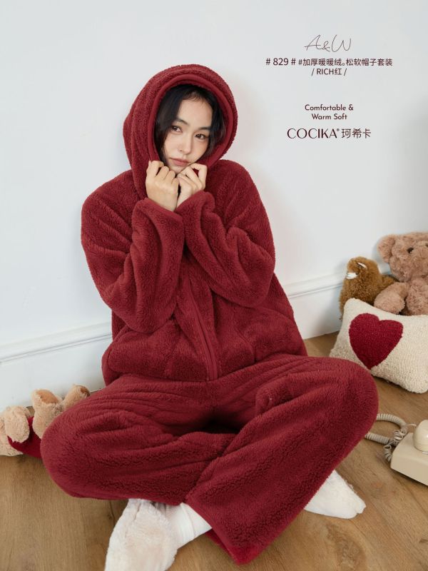 05110802┃冬〃暖暖絨連帽外套套裝┃F COCIKA、珂希卡、保暖套裝、居家服、睡衣套裝、絨毛套裝、帽T套裝、秋冬套裝、加厚絨套裝、法蘭絨睡衣、鬆軟帽T、家居套組、女款居家服、暖絨套裝、冬季睡衣、懶人套裝、雙面絨、絨毛衣褲