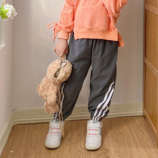 05110302┃秋冬〃七色德絨收口運動褲┃90-150 德絨休閒褲, 雙條運動褲, 雙面磨絨, 秋冬童裝, 不挑腿型, 植物染料童裝, 保暖長褲, 兒童運動褲, 90～150童裝