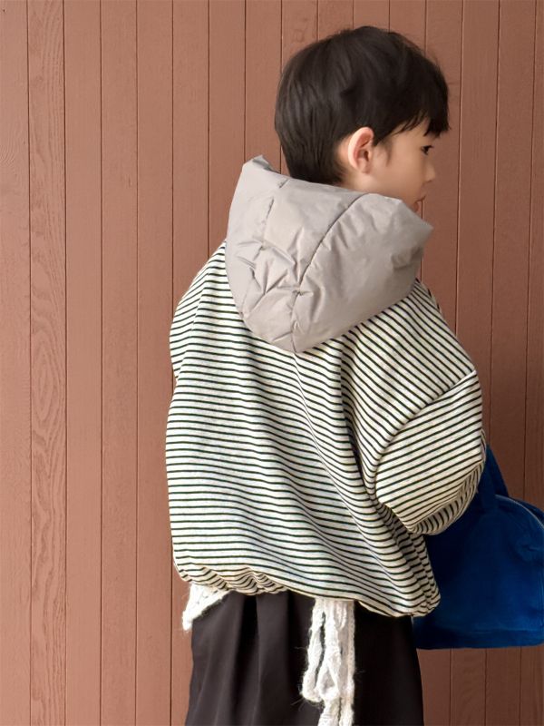 05112109｜HAHA家秋冬〃91136條紋拚棉加絨帽T｜100-160 男童連帽上衣
男童條紋上衣
加厚連帽衫
男童秋冬長袖
寬鬆版男童衣
100-160童裝男
拼接棉服帽T
男童保暖上衣
韓版男童上衣
秋冬新款童裝