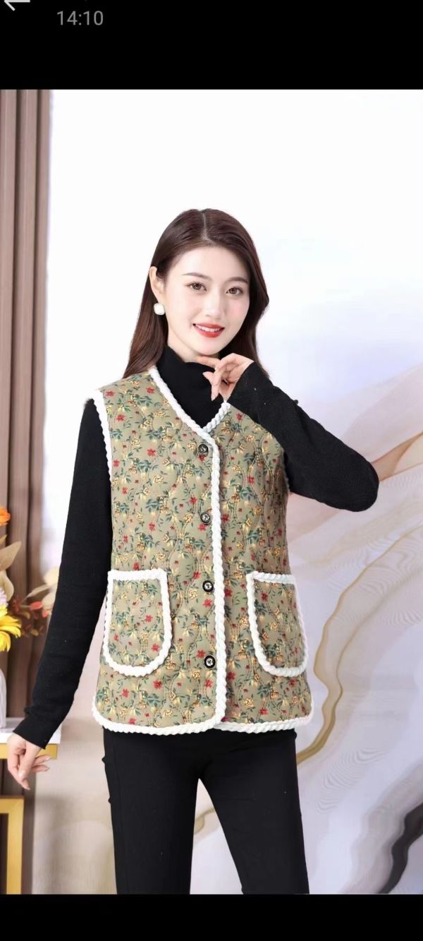 05120405｜秋冬〃媽媽的加絨花背心｜XL-5XL 媽媽背心、碎花鋪棉背心、保暖背心、加絨背心、加厚馬甲、冬季背心外套、中老年背心、大尺碼背心、XL背心、5XL背心、內刷毛背心、防寒背心、居家背心、外出背心