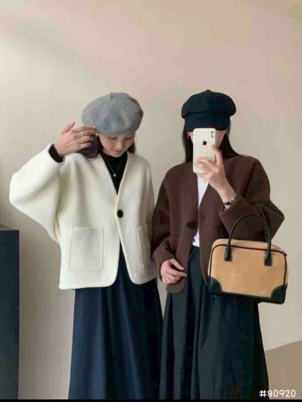 05120709｜秋冬〃80920學院風厚磅單釦針織外套｜F 針織外套, 短版開衫, V領外套, 日系開衫, 氣質穿搭, 顯瘦外套, 女生外搭, 休閒上衣