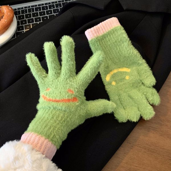 05111106┃冬〃六色仿貂毛笑臉手套┃F 笑臉手套, 毛毛手套, 可愛保暖手套, 露指手套, 韓系穿搭, 冬季配件, 大陸製女裝, 女生毛絨手套, 可滑手機手套, 絨毛保暖手套, 韓風可愛配件, 毛茸茸手套, 冬天必備手套, 溫暖手套, 可愛笑臉毛手套**