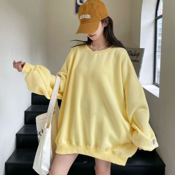 05113006｜秋冬〃3184袖口小標素色上衣｜F 刷毛大學T
圓領衛衣
素色上衣
秋冬女裝
顯瘦寬鬆
百搭基本款
LOVE SMILE
刷毛保暖
休閒上衣
韓版衛衣