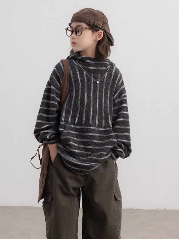 05111110┃TM家秋冬〃8923條紋高領加絨毛呢連帽T┃120-170 童裝衛衣, 加厚衛衣, 條紋上衣, 韓系童裝, 大陸製童裝, 秋冬長袖, 童裝保暖衣, 寬鬆衛衣, 高領衛衣, 絨內上衣, 內刷毛衛衣, 保暖童裝, 韓風長袖上衣, 秋冬新款童裝, 親膚保暖衣**