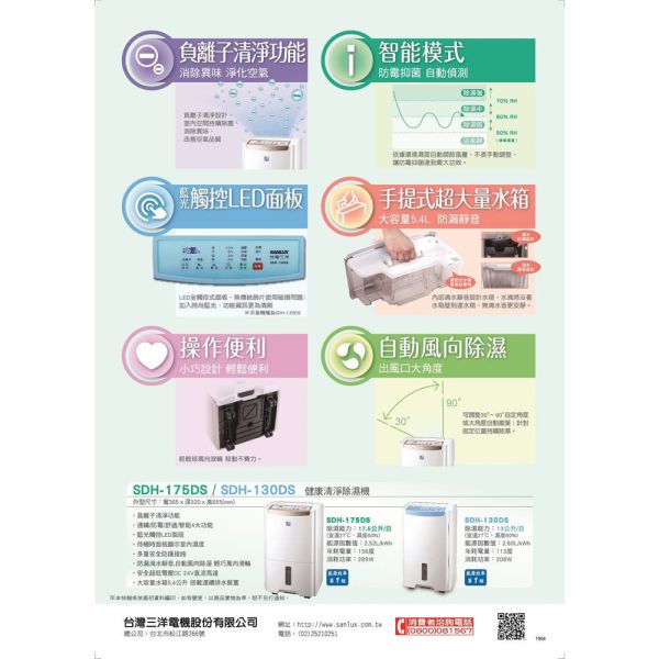 【SANLUX 台灣三洋】13L 一級清淨除濕機 