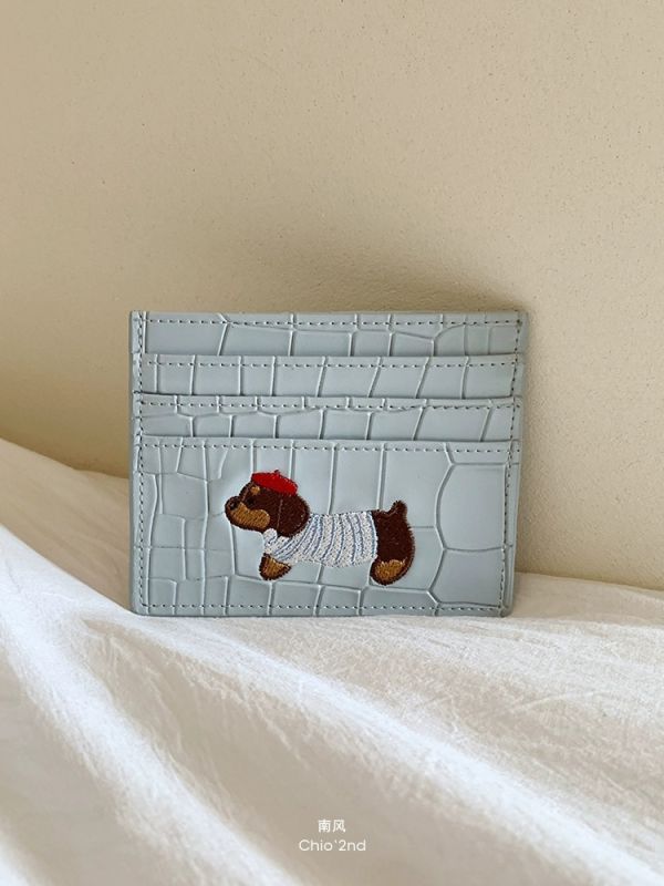 《Chio2nd》真皮壓紋刺繡臘腸狗卡夾 