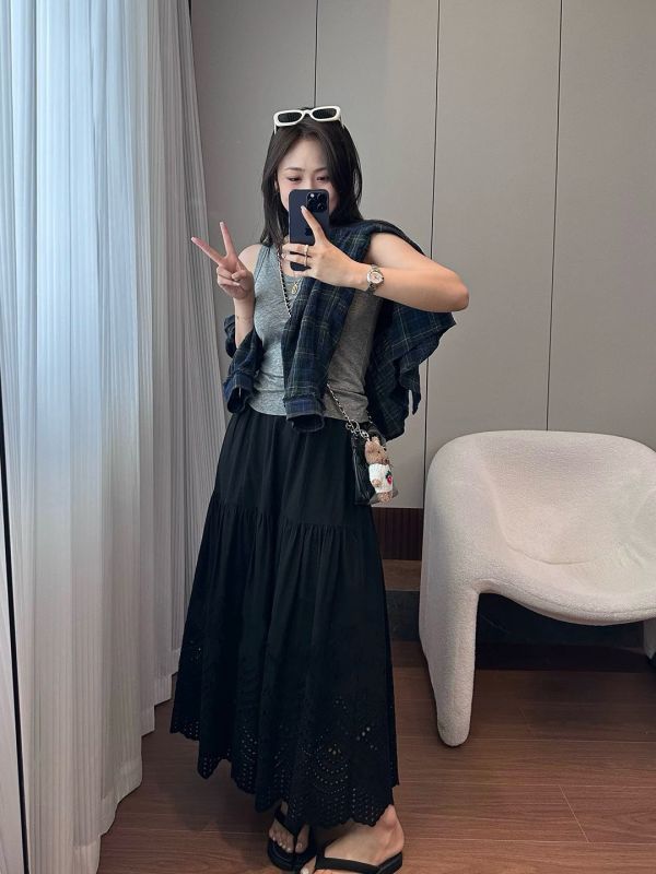 韓系下擺超美蕾絲純棉長裙 長裙