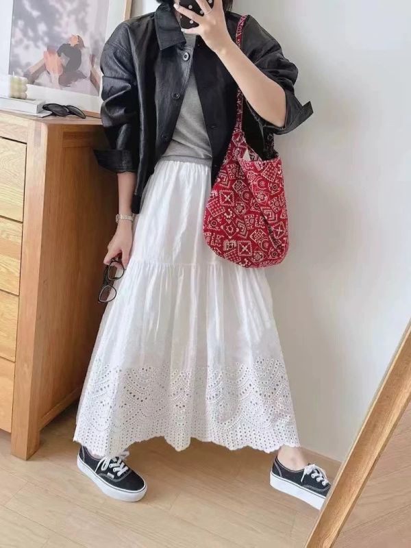 韓系下擺超美蕾絲純棉長裙 長裙