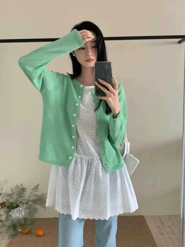 春夏款簡約多巴胺苧麻冰絲針織衫 針織衫