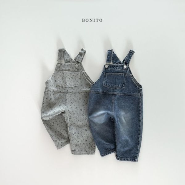 百搭牛仔碎花背帶褲 