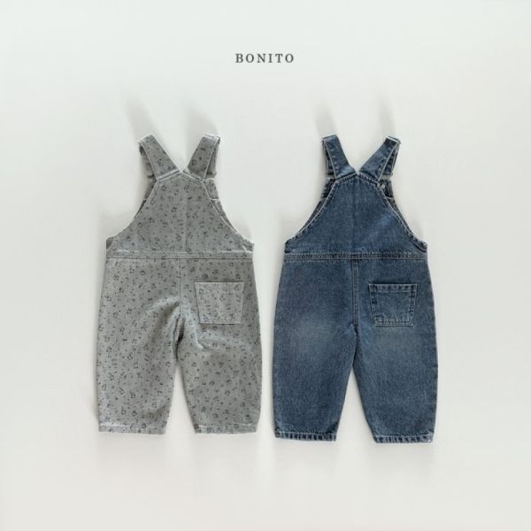 百搭牛仔碎花背帶褲 