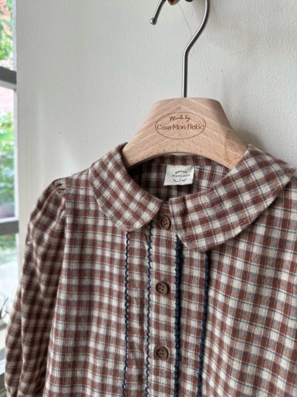 小森林格紋荷葉領襯衫 