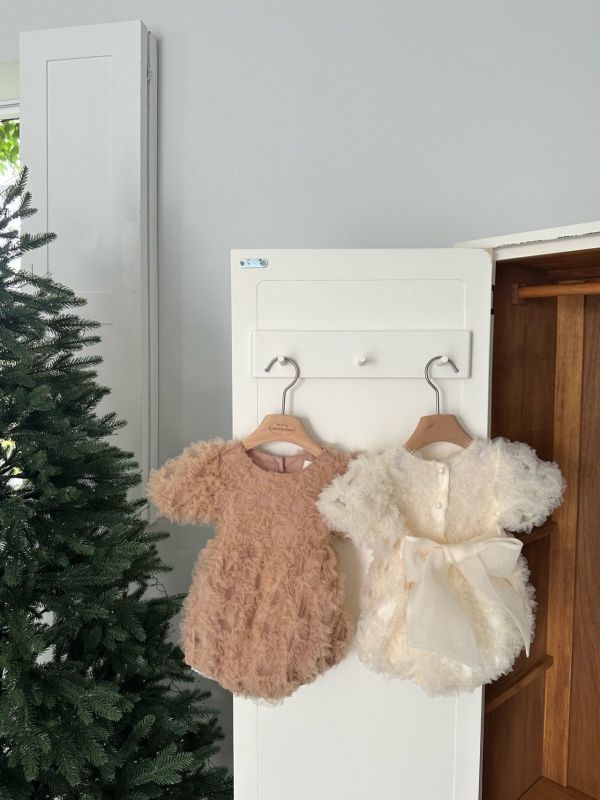 Blanchacha 珊瑚高質感蝴蝶結寶寶連身服 