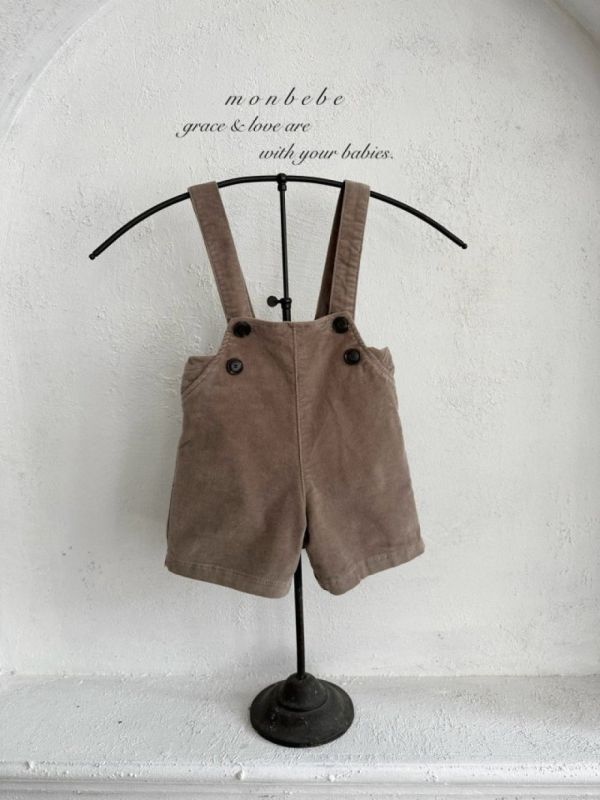 復古小工匠質感燈芯絨吊帶短褲 