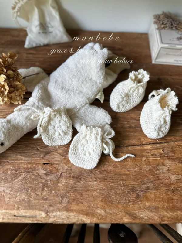 手鉤蕾絲小花手套/襪套 Free(~6m) 