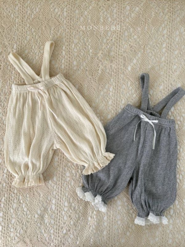 復古蕾絲邊燈籠吊帶褲 