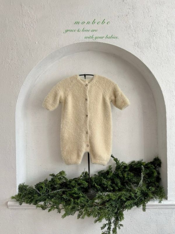 親子系列 棉花糖毛絨針織開衫 寶寶連身衣 