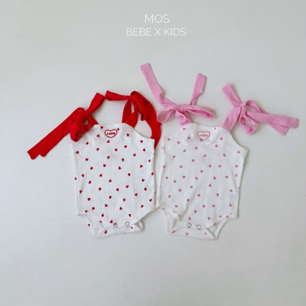 現貨 Bebe-綁帶蝴蝶結愛心包屁衣 姊妹裝 