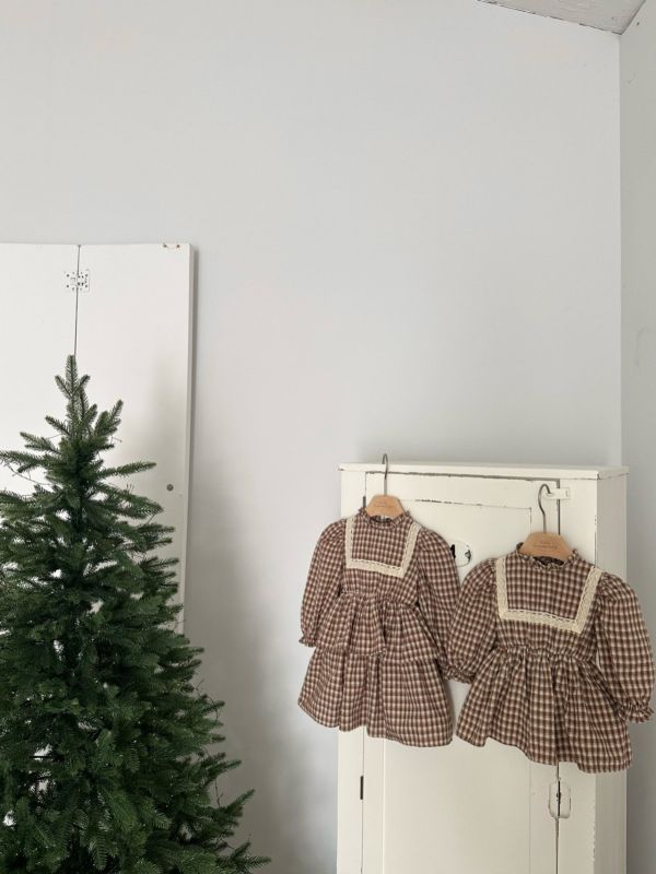 小童款 法式格紋洋裝 