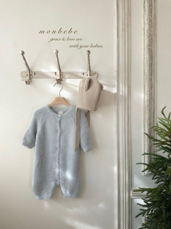 親子系列 棉花糖毛絨針織開衫 寶寶連身衣 