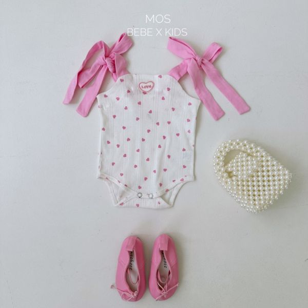 現貨 Bebe-綁帶蝴蝶結愛心包屁衣 姊妹裝 