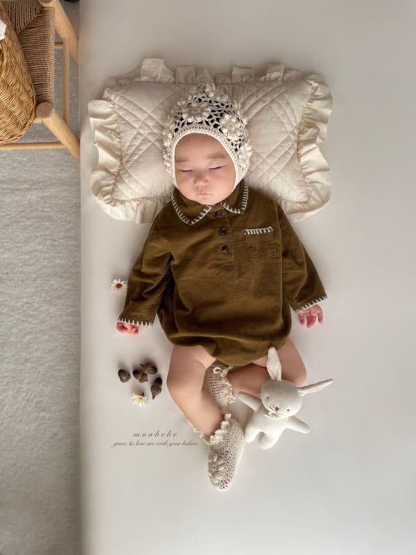 路易斯法式考邊寶寶長袖領連身衣 