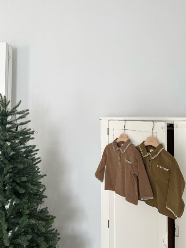 路易斯法式考邊棉質長袖上衣 