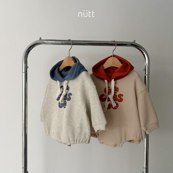 刺繡華夫格連帽T恤包屁衣 