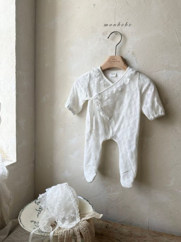 提花荷葉領包腳連身衣 