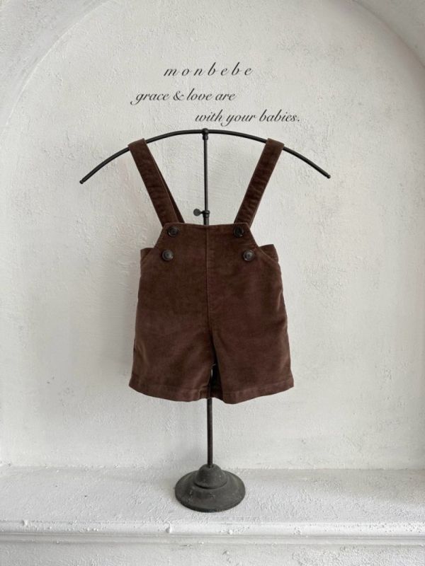 復古小工匠質感燈芯絨吊帶短褲 